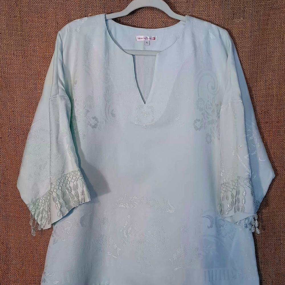 Elegant Light Aqua Upcycled Women's Tunic